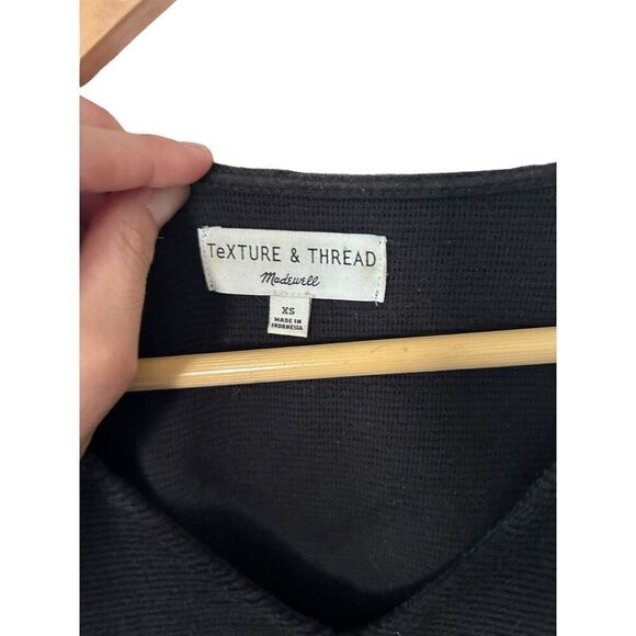 Texture and Thread x Madewell Black 3/4 Sleeve Tie Front Blouse Size XS - Picture 5 of 13